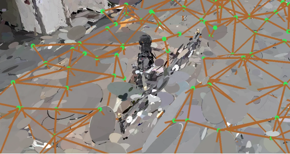 Uniform roadmap sampling with orange edges.